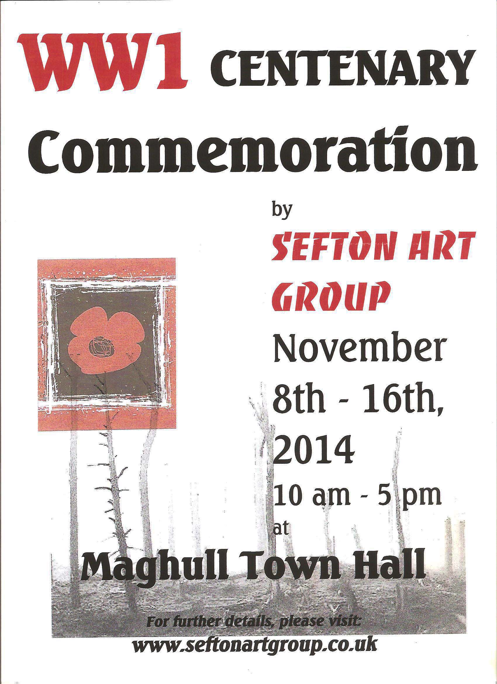 world war one exhibition poster, by the sefton art group, maghull town hall